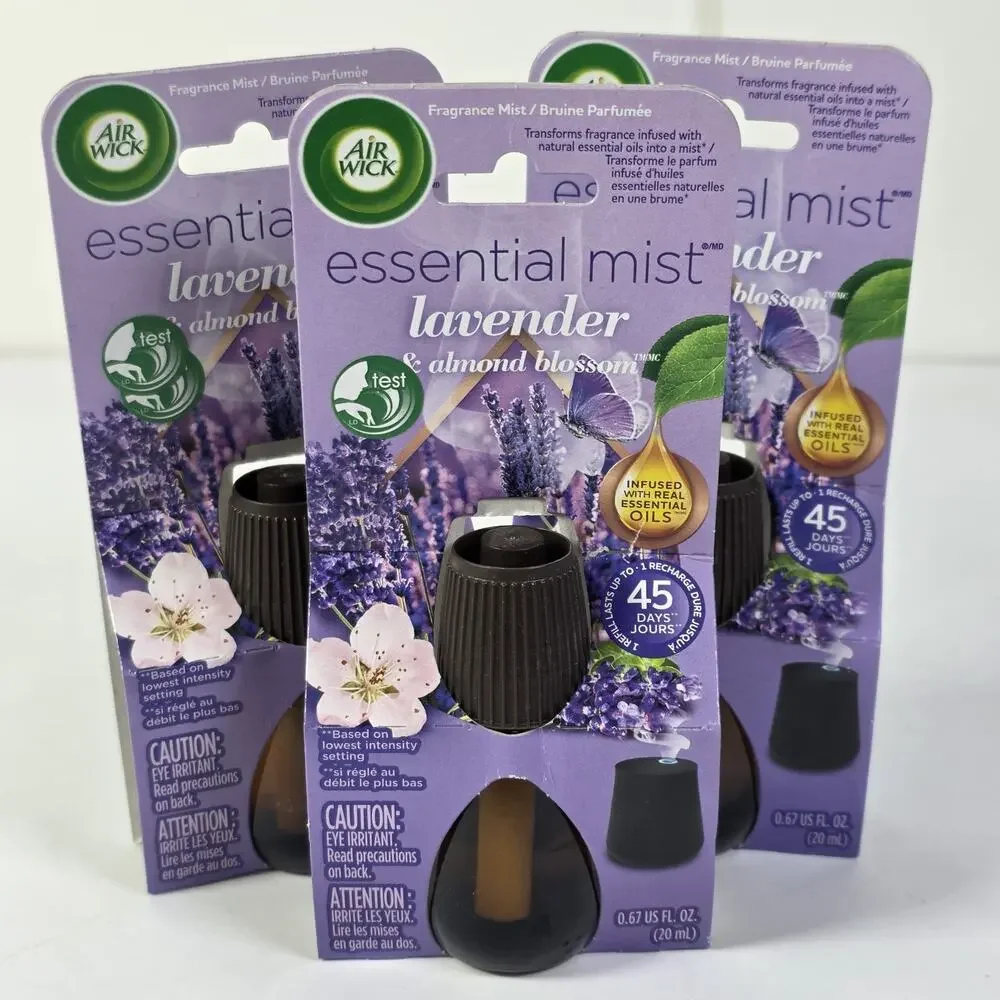 Air Wick Essential Mist Refill, Lavender & Almond Blossom, 0.67 Oz ( 3-Pack )